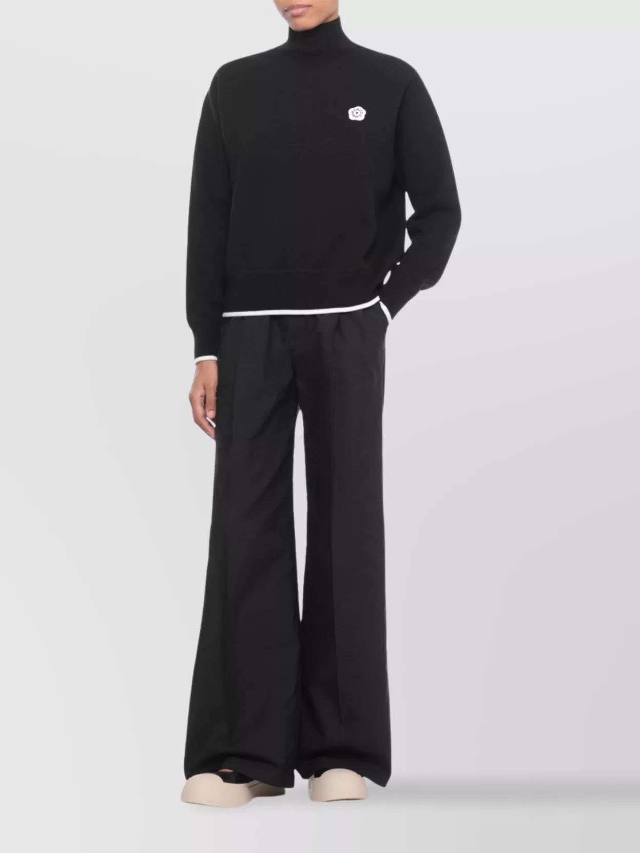 Kenzo High Neck Long Sleeve Knit Sweater In Black
