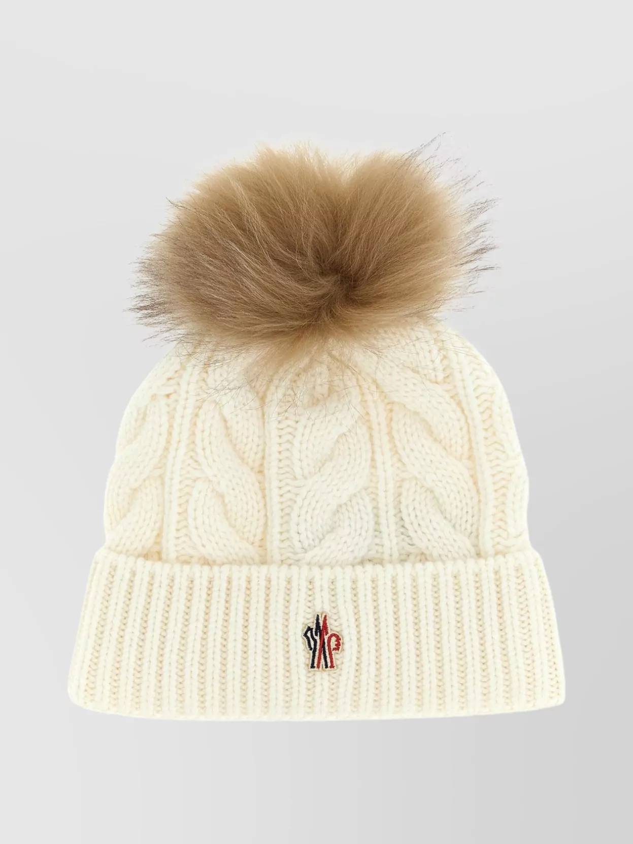 Moncler Braided Cap Featuring Pom-pom Detail In White
