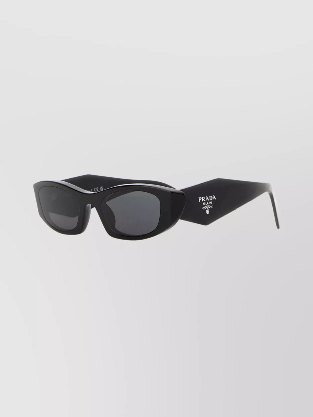 Prada Angular Cat Eye Sunglasses With Dark Lenses In Black