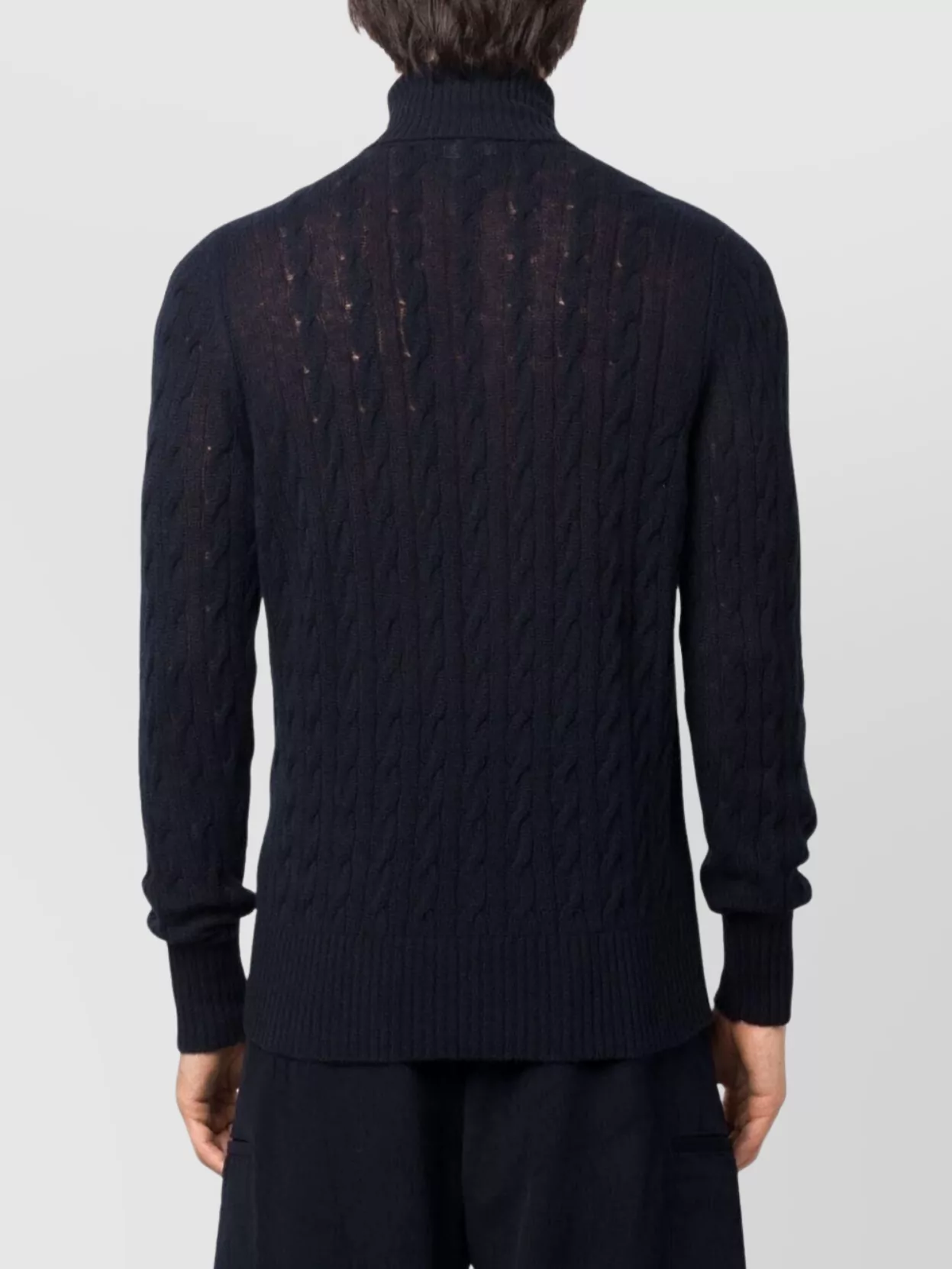 Etro Cable Knit Turtleneck Sweater With Ribbed Cuffs And Hem