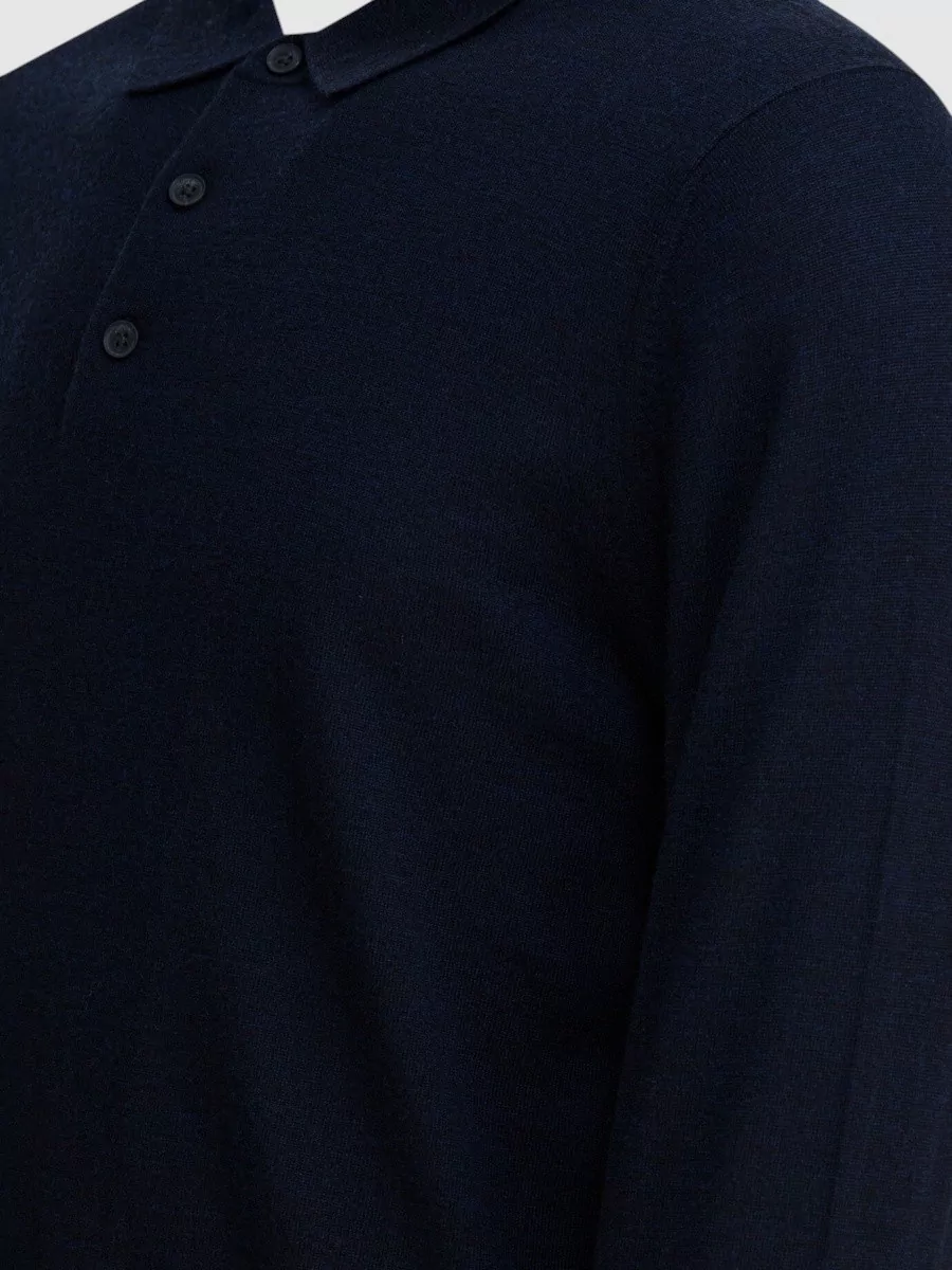 Vince Merino Wool Long-Sleeve Polo Jumper