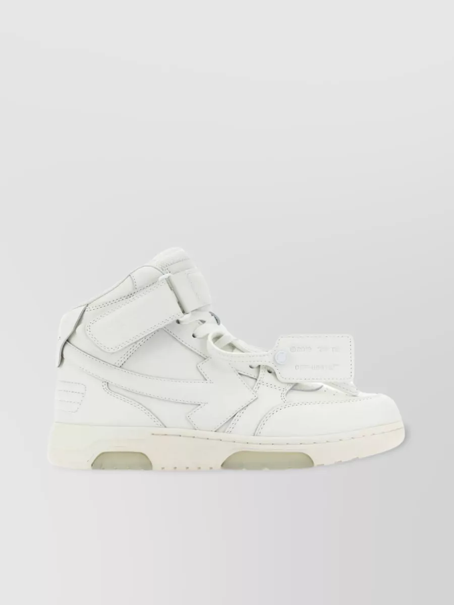 Shop Off-white Bicolor Leather High-top Sneakers With Arrow Patch In Cream