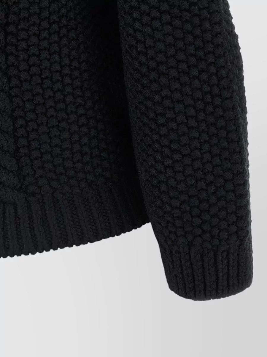 Saint Laurent Wool Cable-Knit Crewneck Sweater