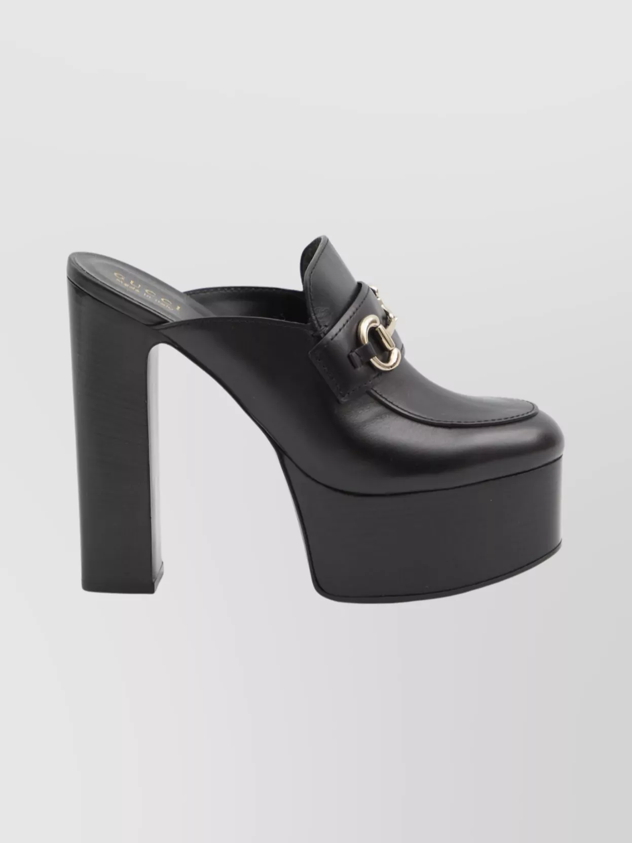 Gucci Horsebit Platform Mules In Calf Leather In Black