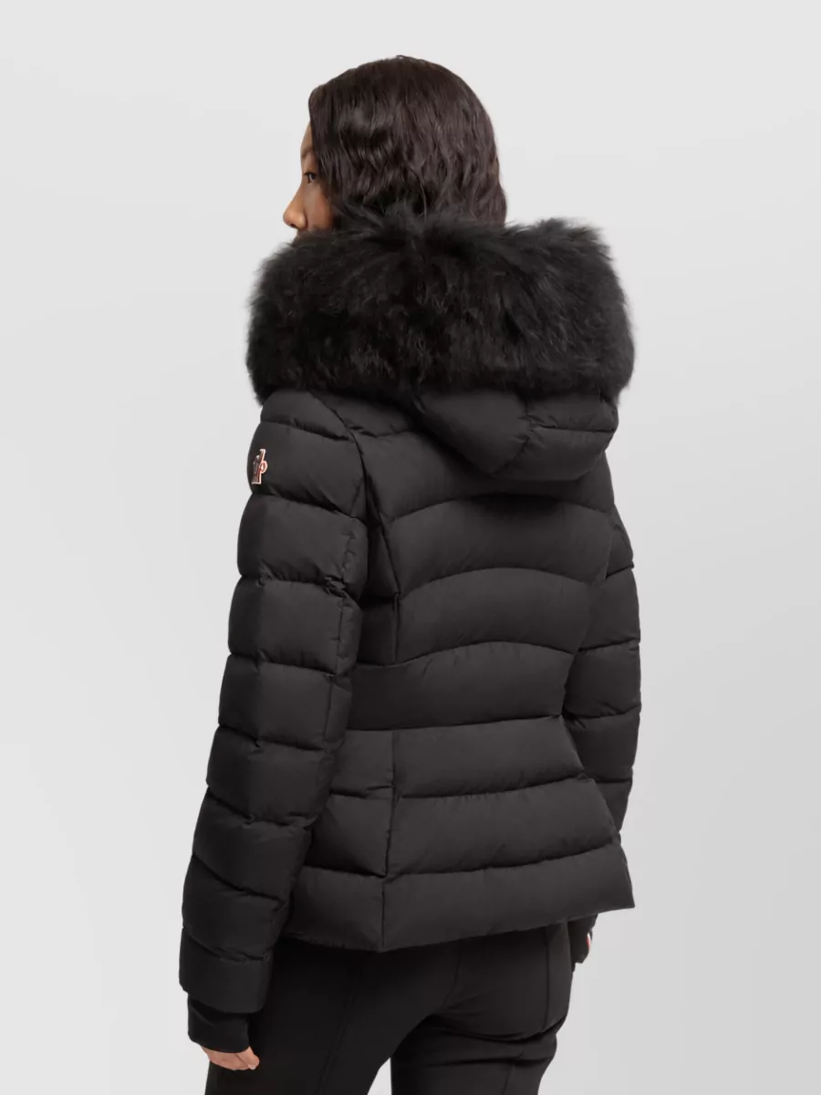 Moncler Down Hooded Shearling-Trimmed Ski Jacket