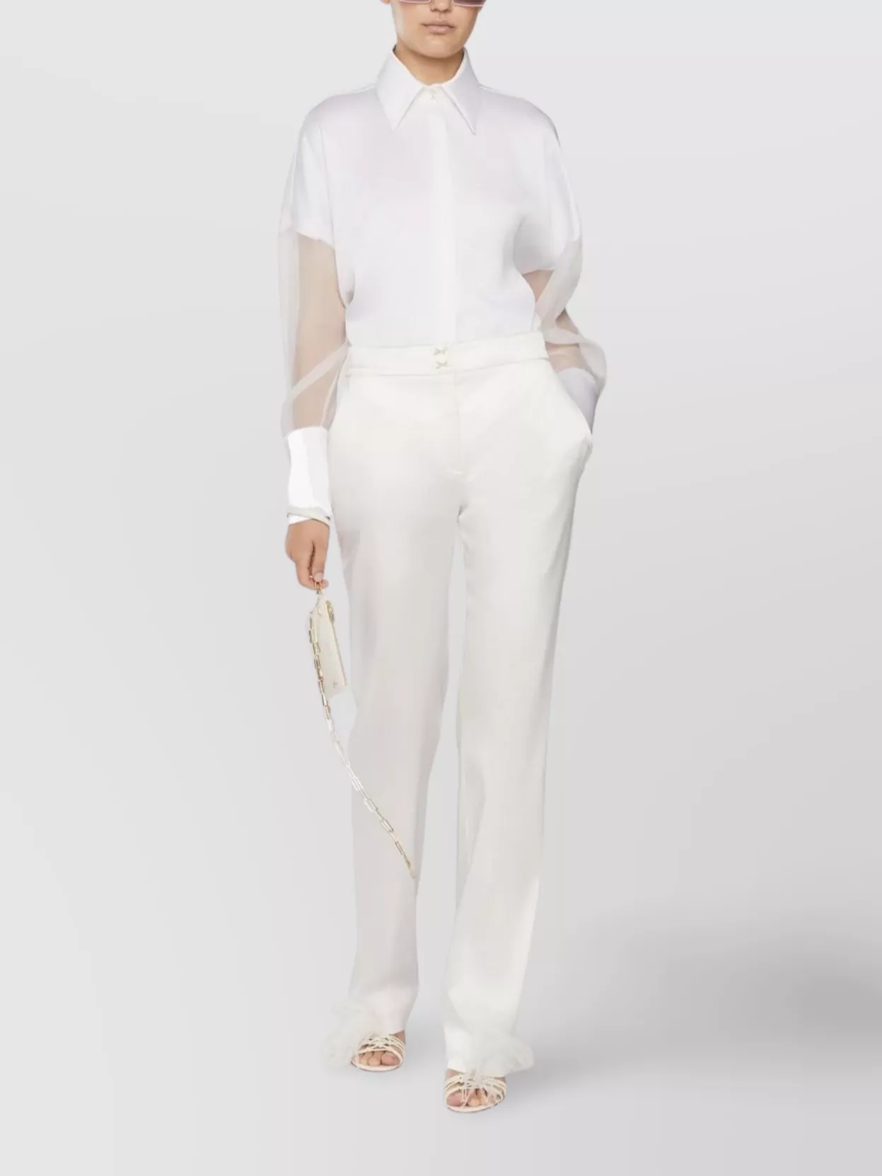 Genny Satin Trousers With Button Detail And Flared Leg
