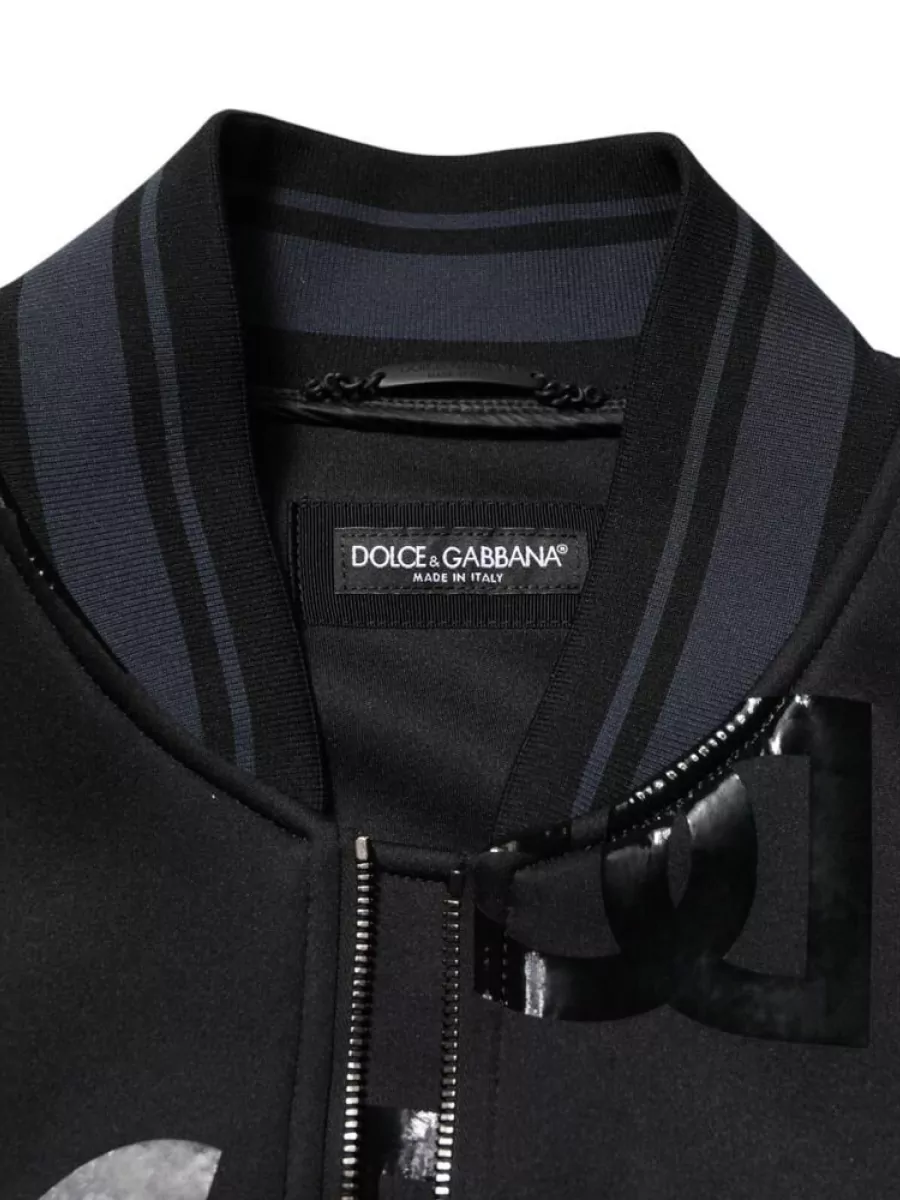 Dolce&Gabbana Cashmere Wool Logo-Print Bomber Jacket