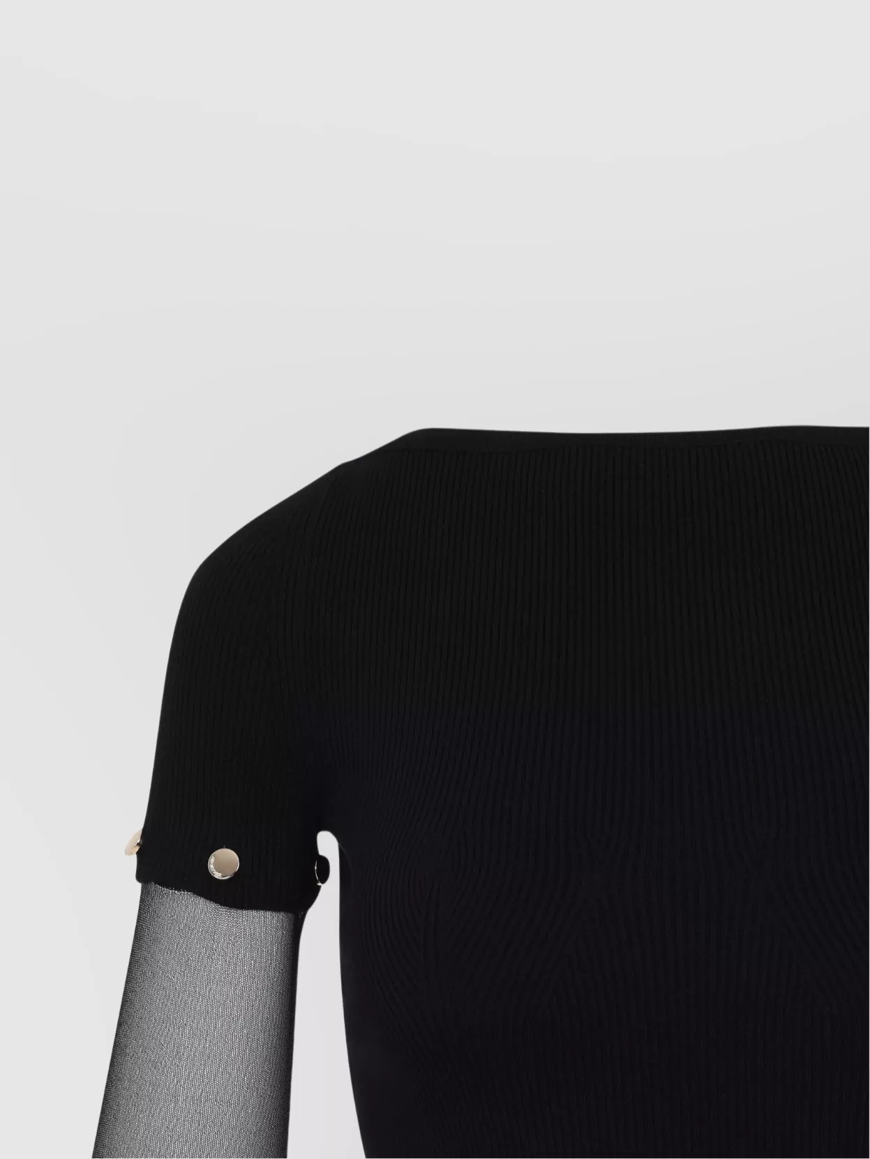 Sportmax Transparent Sleeve Button Detail Ribbed Top