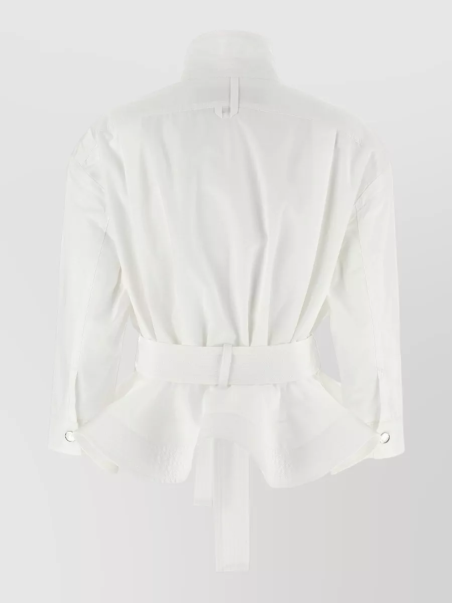 Jacquemus Cotton 3/4-Sleeve Belted Shirt Jacket