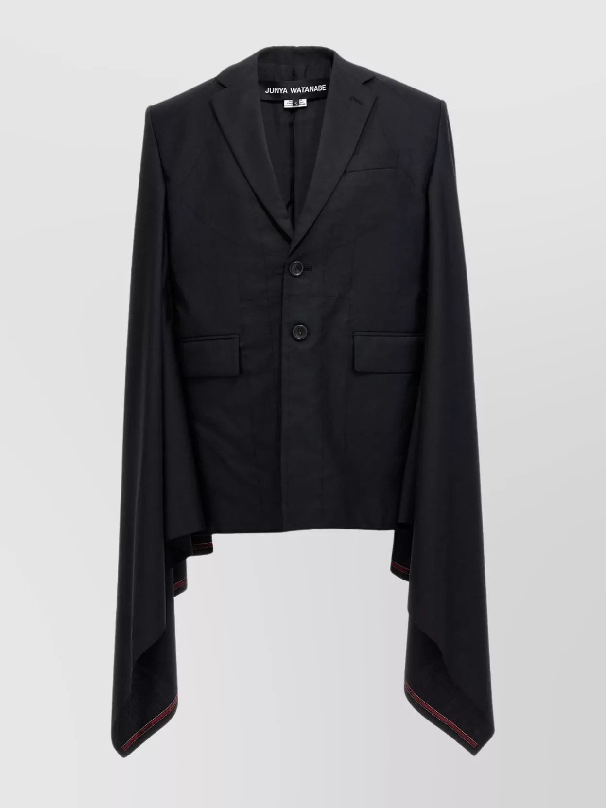Shop Junya Watanabe Wool Cape With Tailored Fit And Mid-length