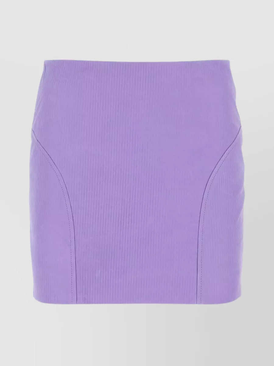 Shop Remain Leather Ribbed Mini Skirt In Purple