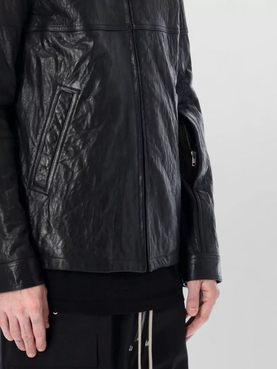 Rick Owens Brad Leather Jacket Concealed Zip Pocket