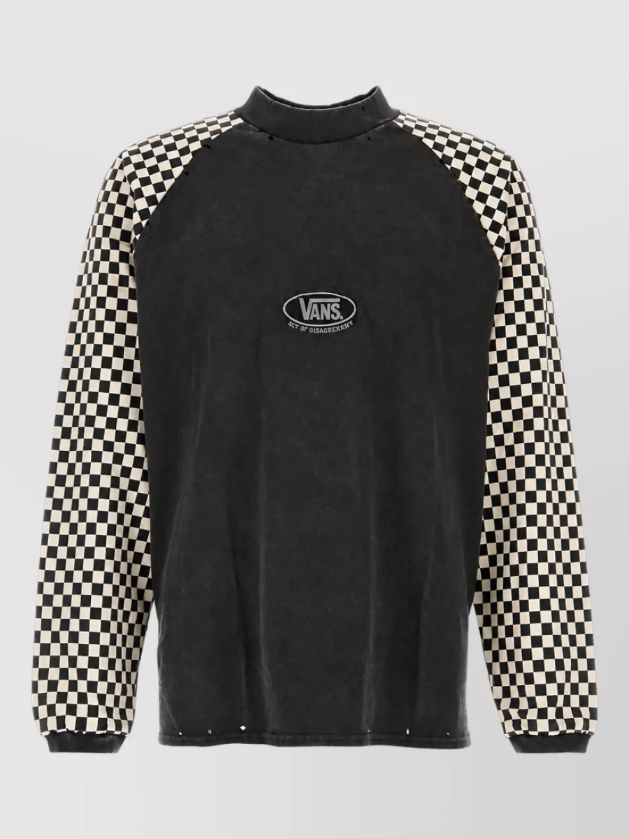 Vans cotton oversized checkerboard-print long-sleeve t-shirt
