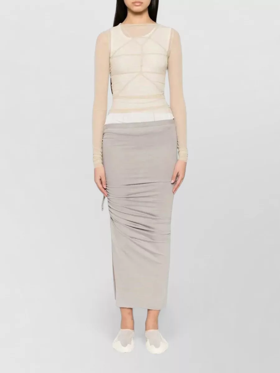 Rick Owens Cotton Gathered Asymmetric Knee-Length Skirt