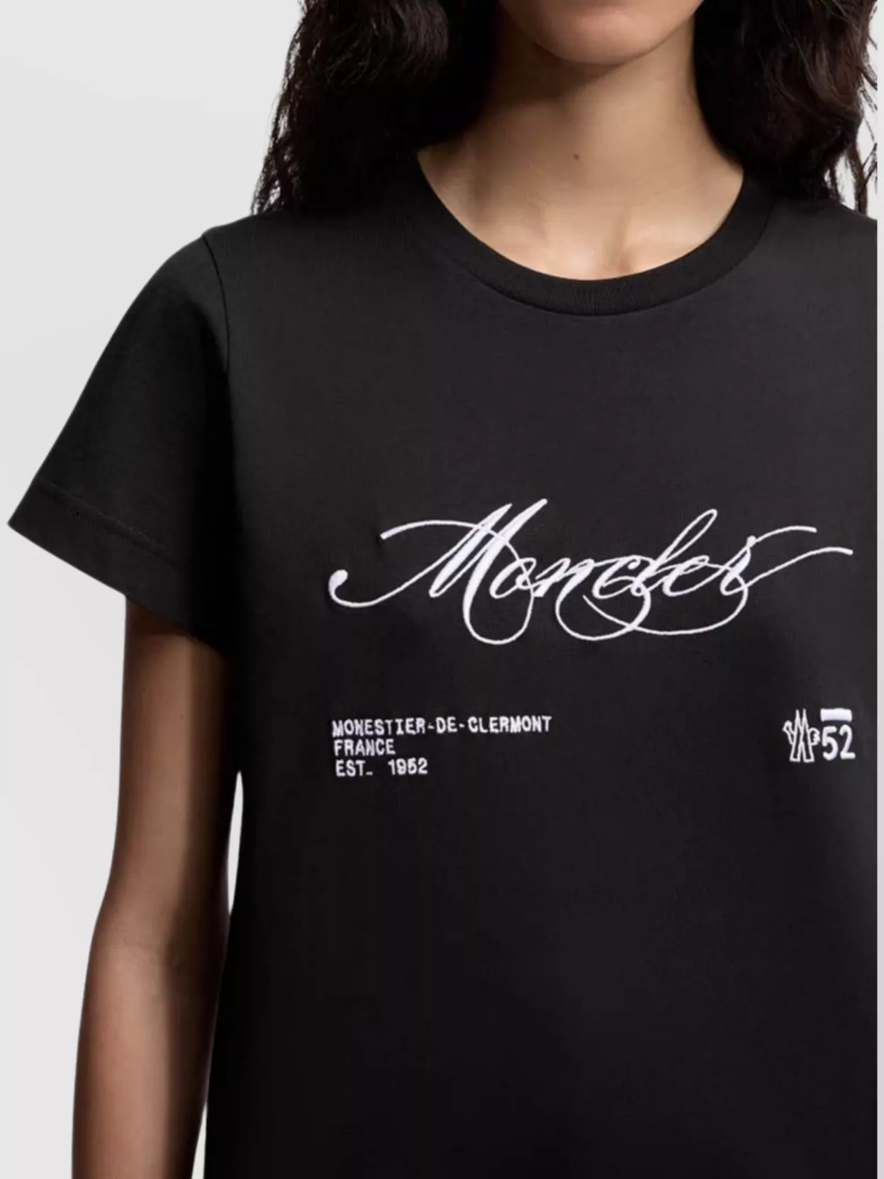 Moncler Women Cotton T-shirt With Embroidered Cursive Logo