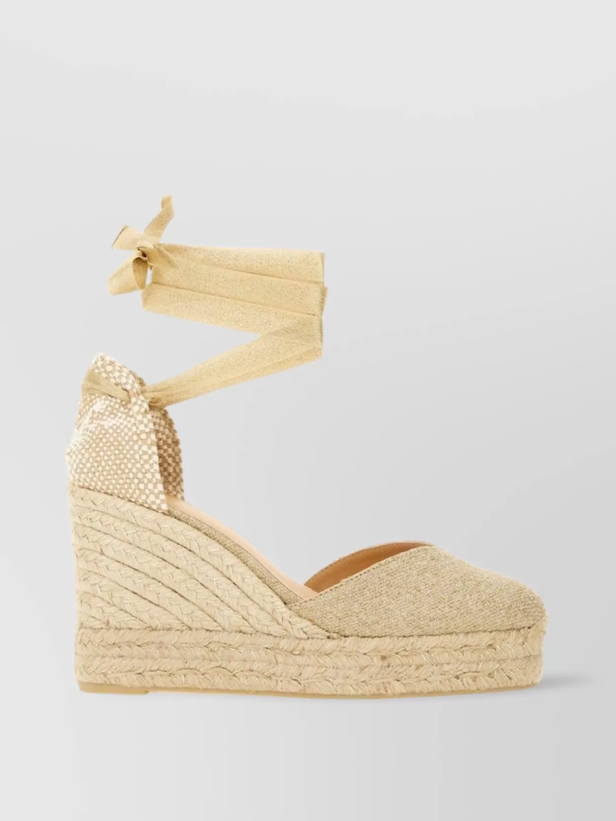 CASTAñER "CLEAR" ANKLE WRAP ESPADRILLE SOLE PEEP TOE WOVEN TEXTURE