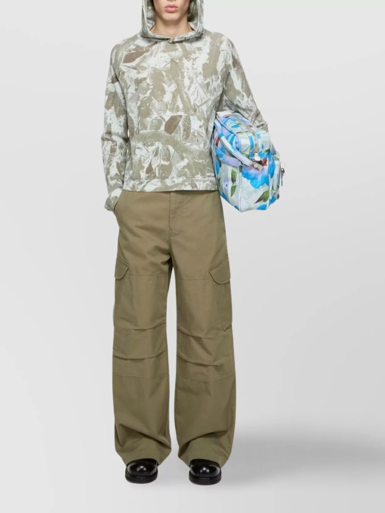 Acne Studios Wide Leg Cargo Trousers With Patch Detail