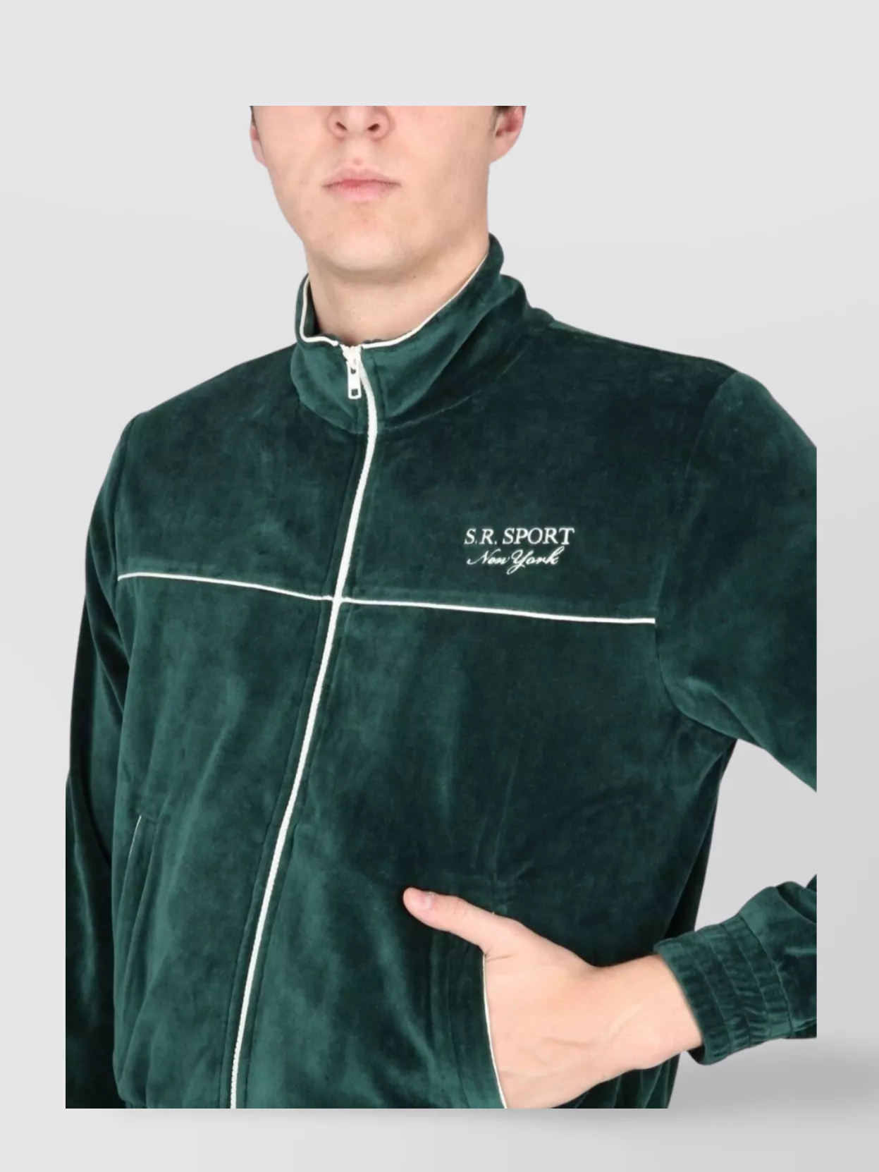 Sporty And Rich Zip Sweatshirt With Elastic Cuffs And Waistband