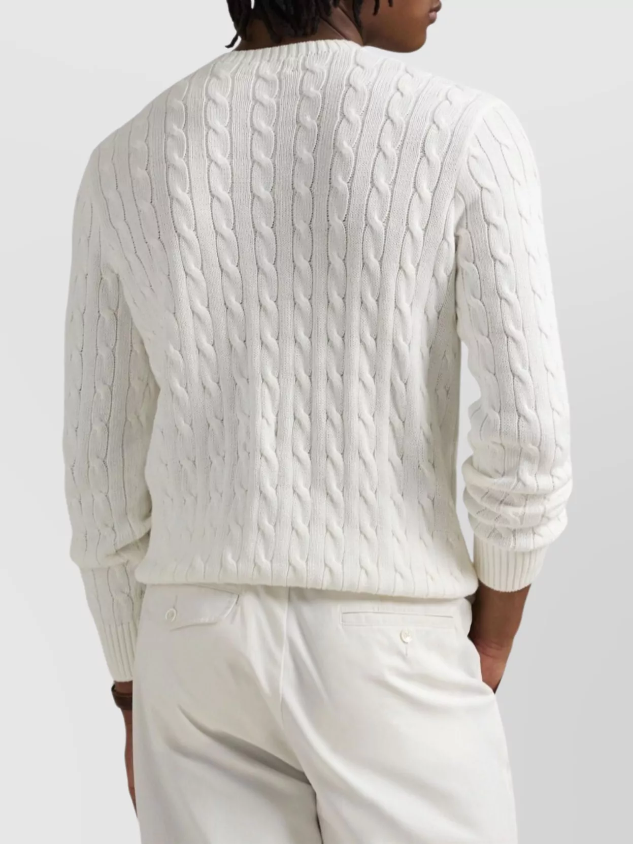 Ralph Lauren Logo Cable Knit Crew Neck Sweater