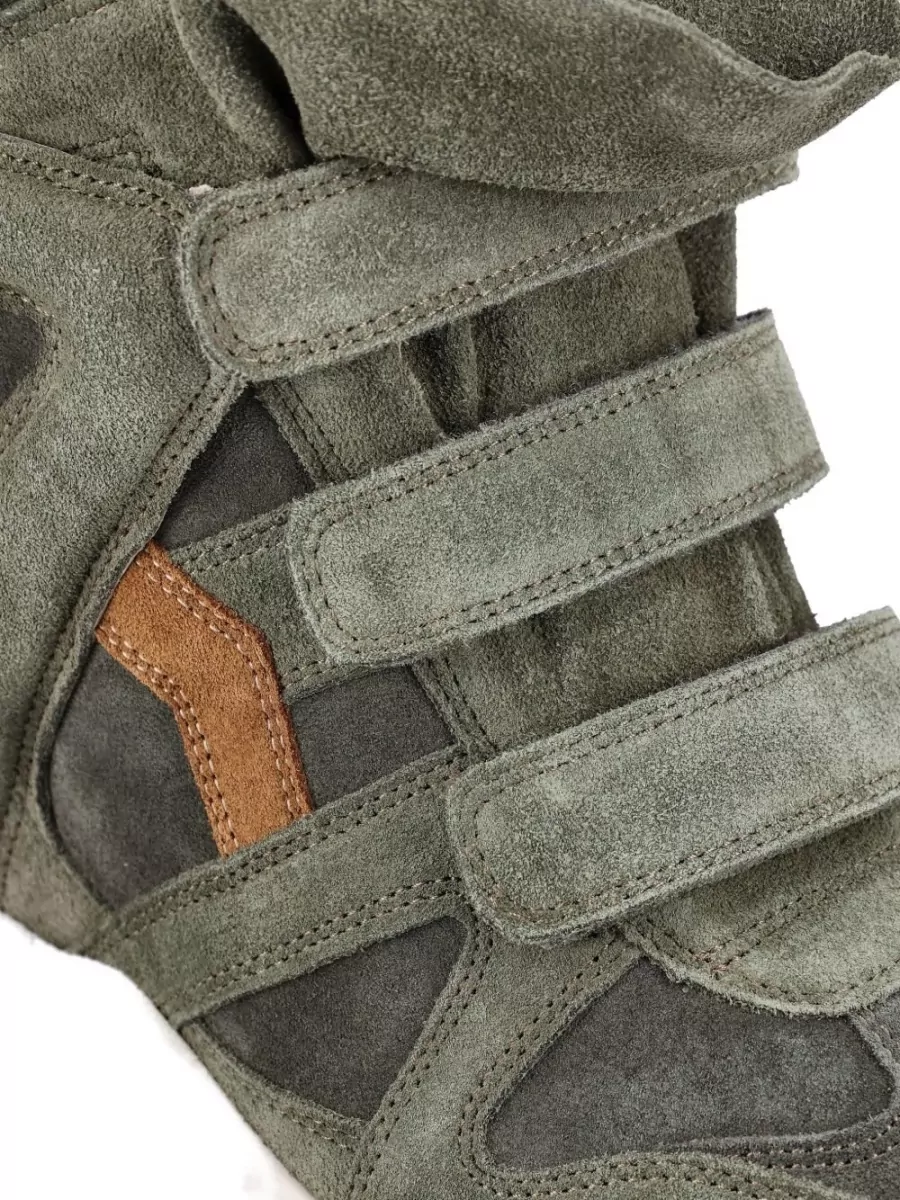 Isabel Marant Calf Suede Leather Cutout High-Top Wedge Sneakers