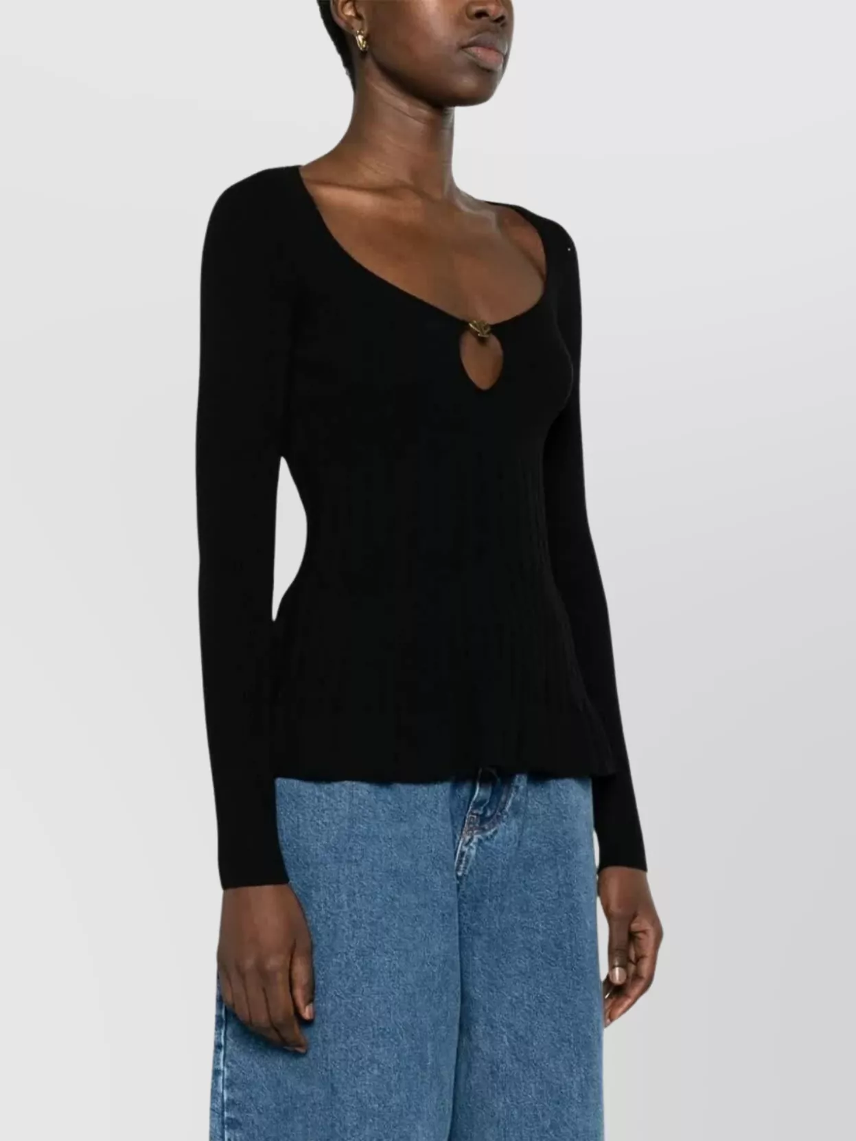Philosophy Di Lorenzo Serafini Knitwear With Flared Hem And Keyhole Detail In Black