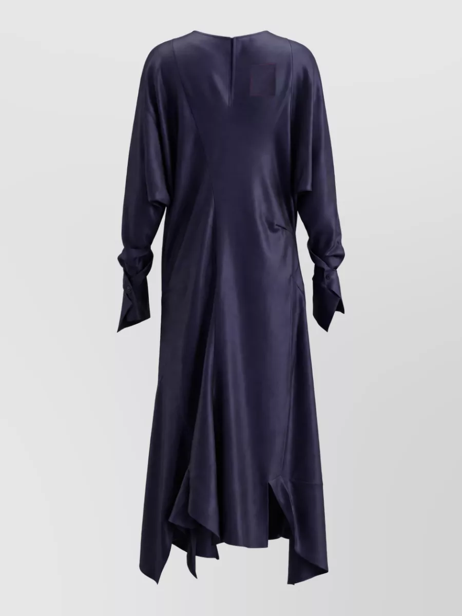 Uma Wang Long-Sleeve Draped Midi Dress