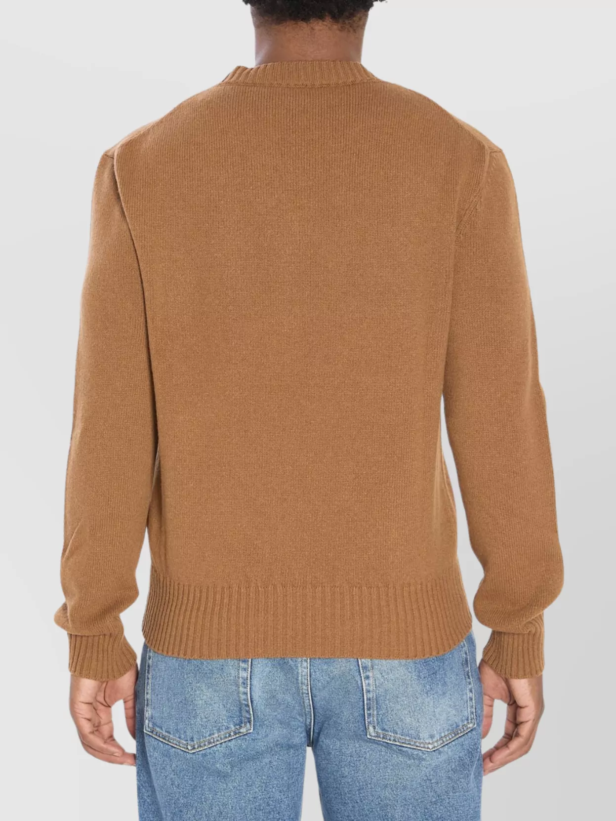 Ami Alexandre Mattiussi Ami De Coeur Sweater In Extrafine Wool And Silk In Brown