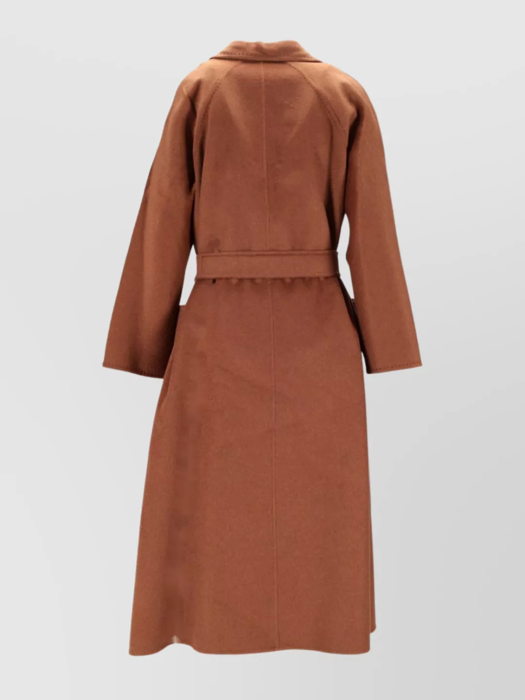 Max Mara Belted Long Sleeve Coat And Pockets