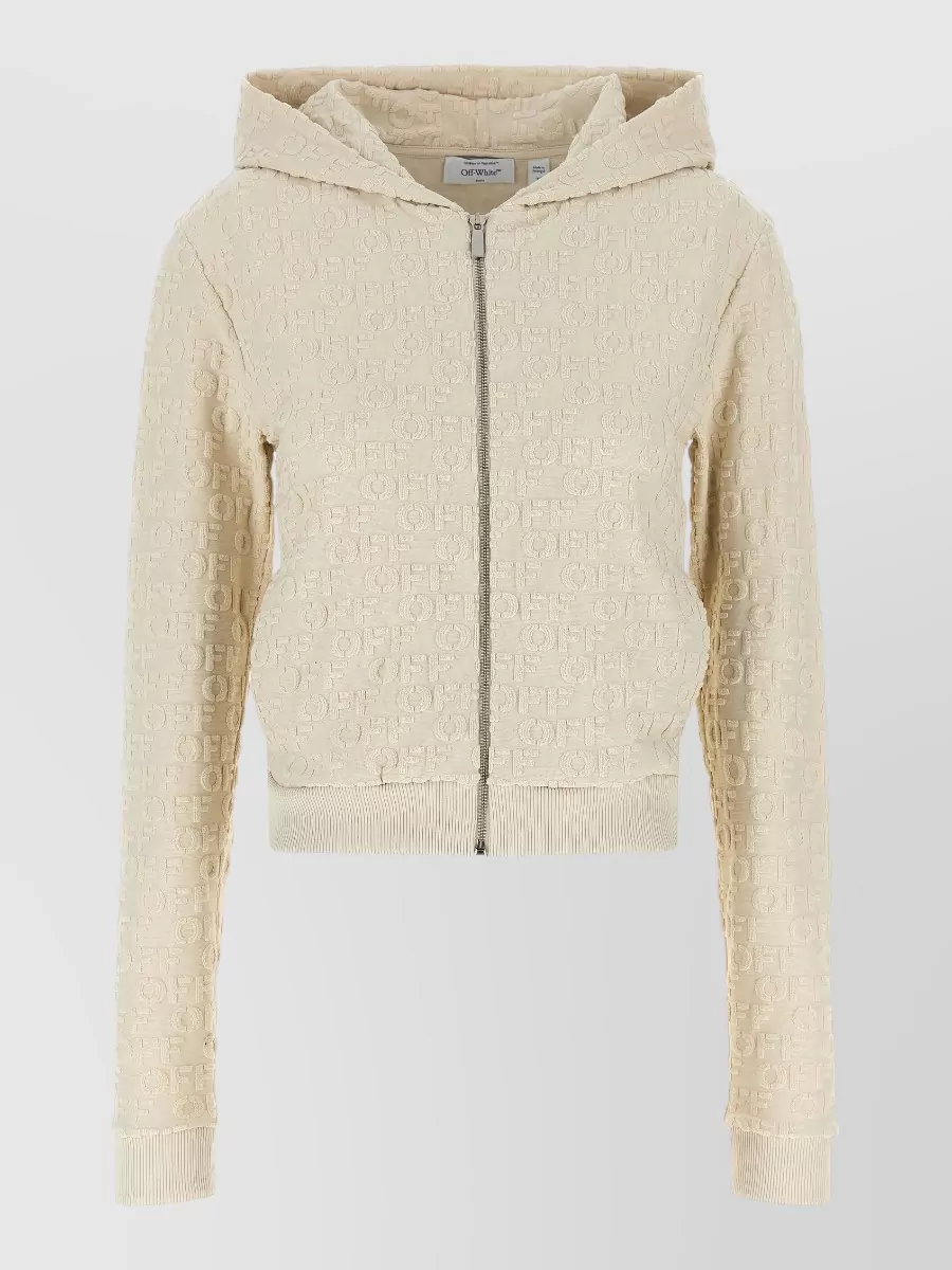 Off-White cotton slim-fit terry zip hoodie