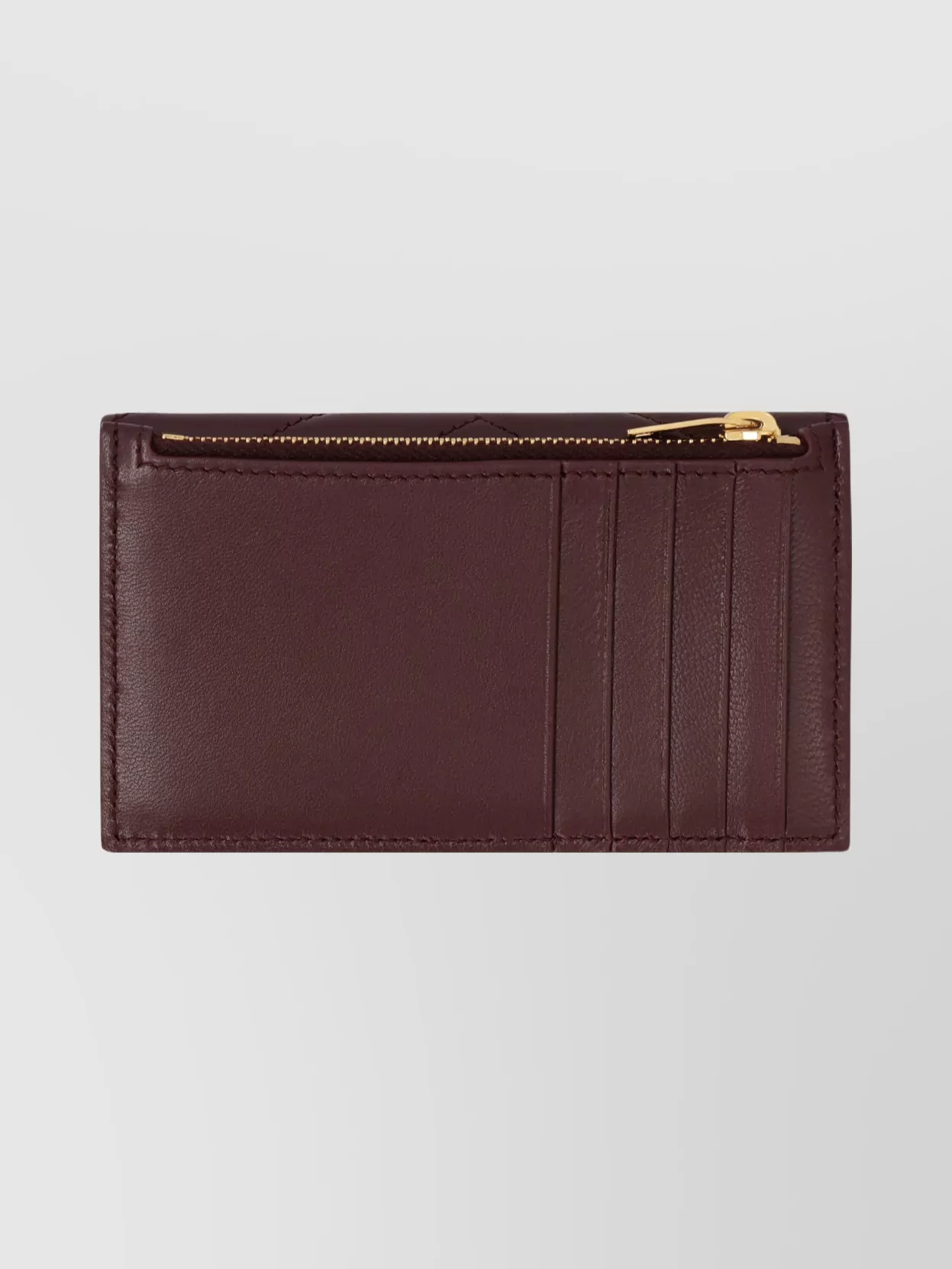 Saint Laurent Leather Card Holder Chevron Design In Red