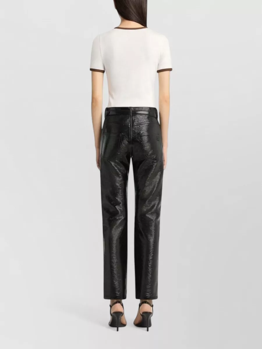 Courrèges Cotton Contrast-Ribbed Crew-Neck Short-Sleeve T-Shirt