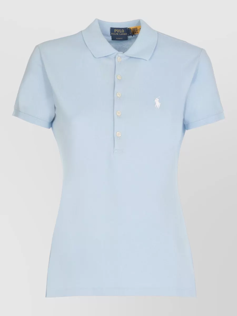 Ralph Lauren Cotton Polo Shirt Ribbed Collar Short Sleeves