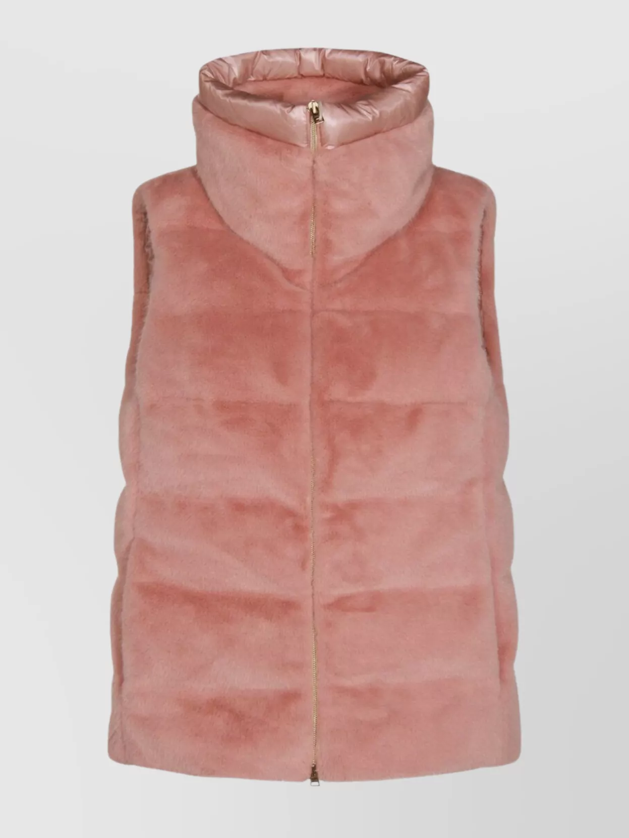 Herno Luxe Sleeveless Down Jacket With Faux Fur In Pink