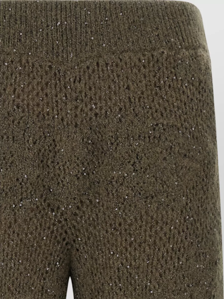 Brunello Cucinelli Mohair Wool Wide-Leg Lace Trousers