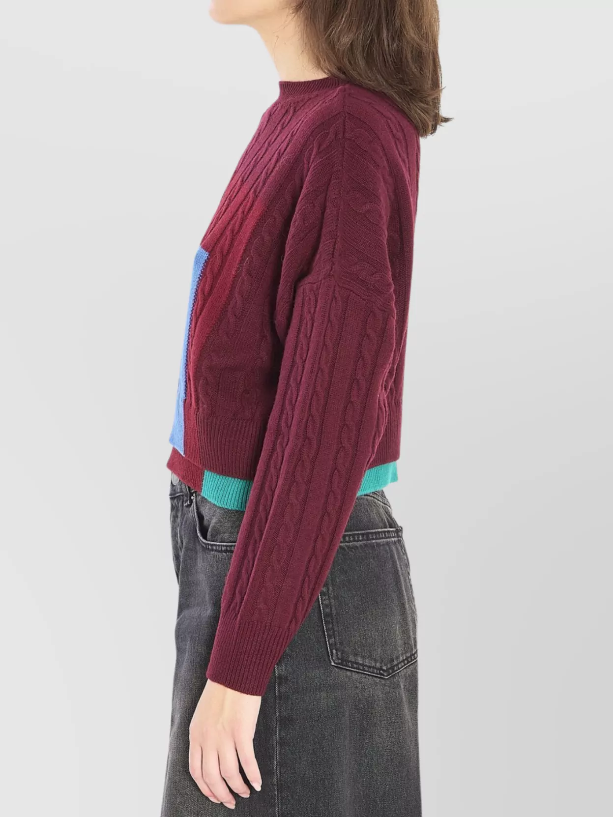 Loewe Cropped Sweater With Geometric Cable Knit Design