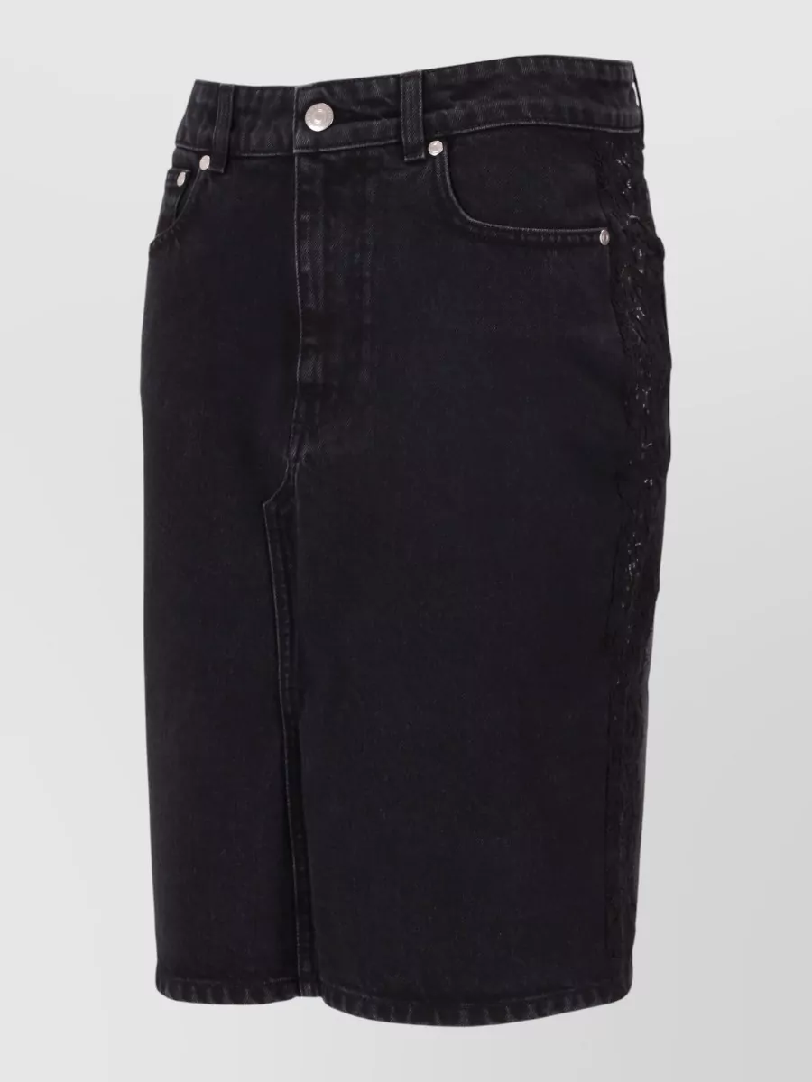 Stella Mccartney Denim Lace Skirt Mid Rise Waist