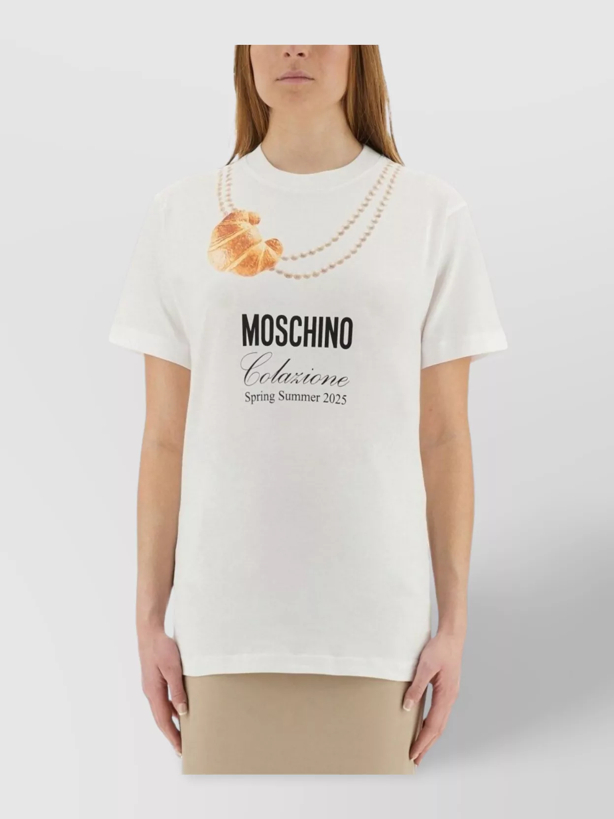 Moschino "Morning Meal" Crew Neck Graphic Print T-Shirt