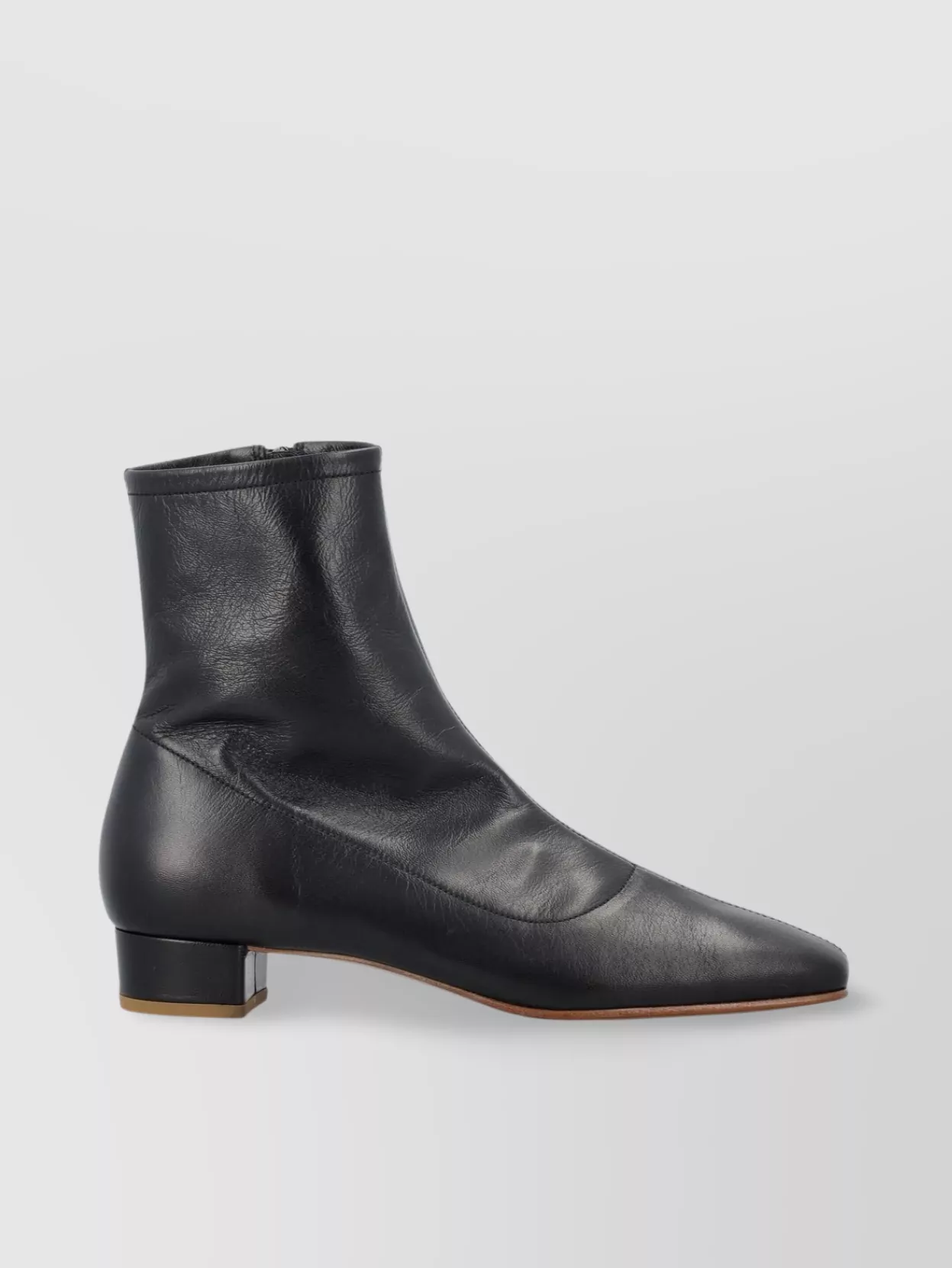 By Far Leather Square Toe Ankle Boot