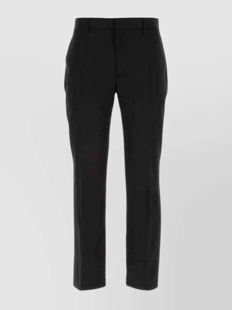 Shop Off-white Streamlined Wool Trousers With Central Pleat In Black