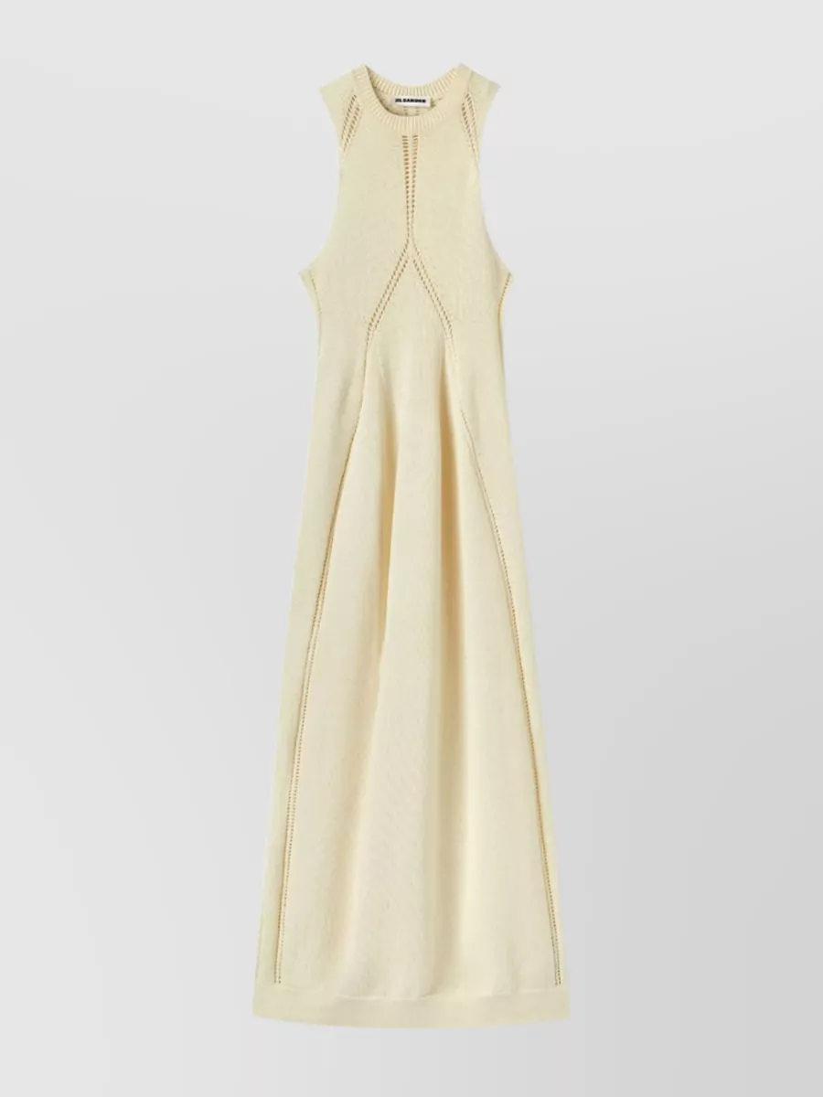 Shop Jil Sander Cut-out Sleeveless Midi Dress In Beige