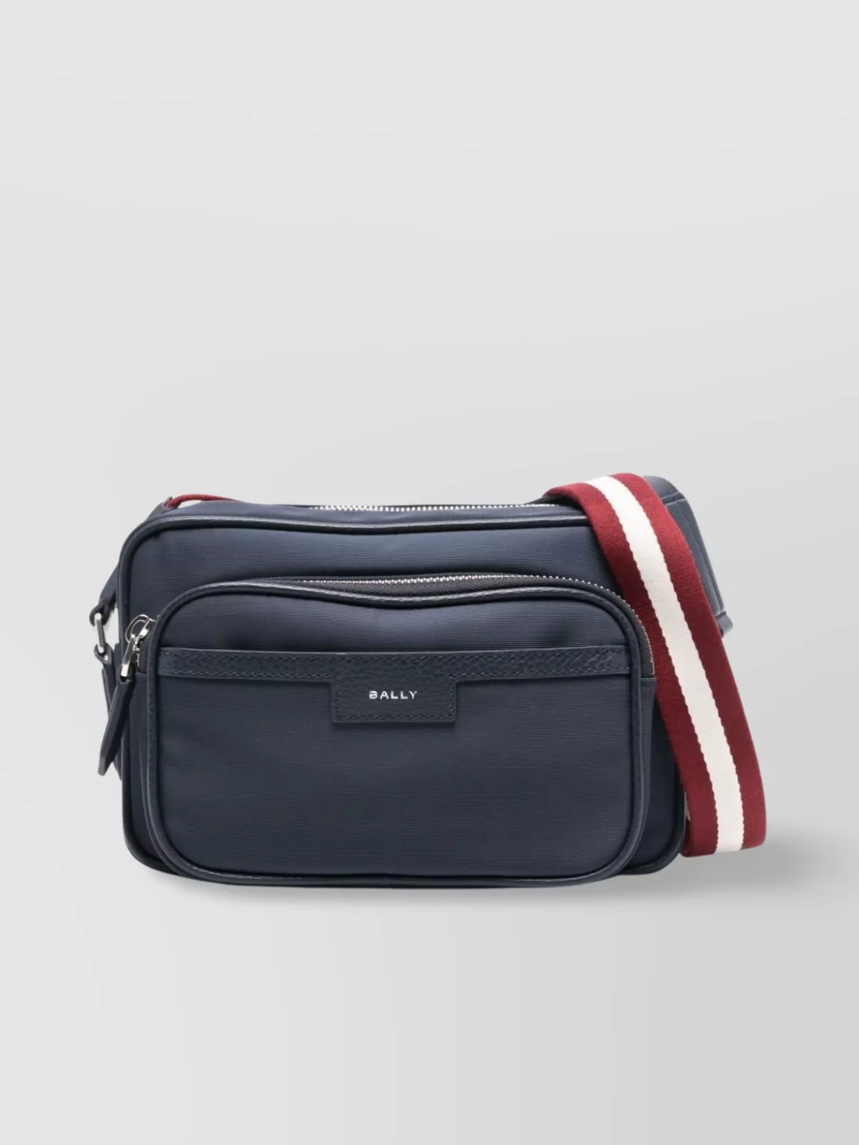 Shop Bally Canvas Shoulder Bag With Front Zip Compartment