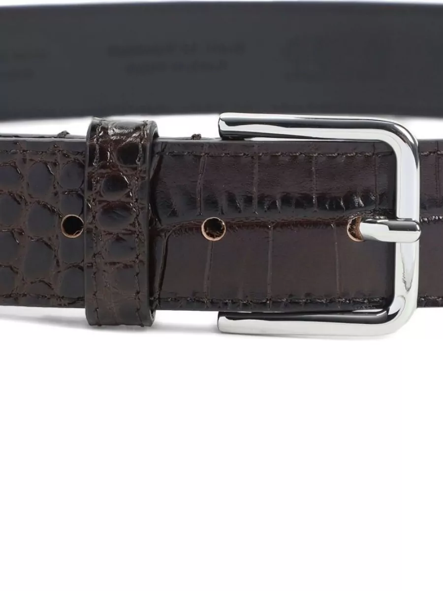 The Frankie Shop Calf Leather Croc-Embossed Belt