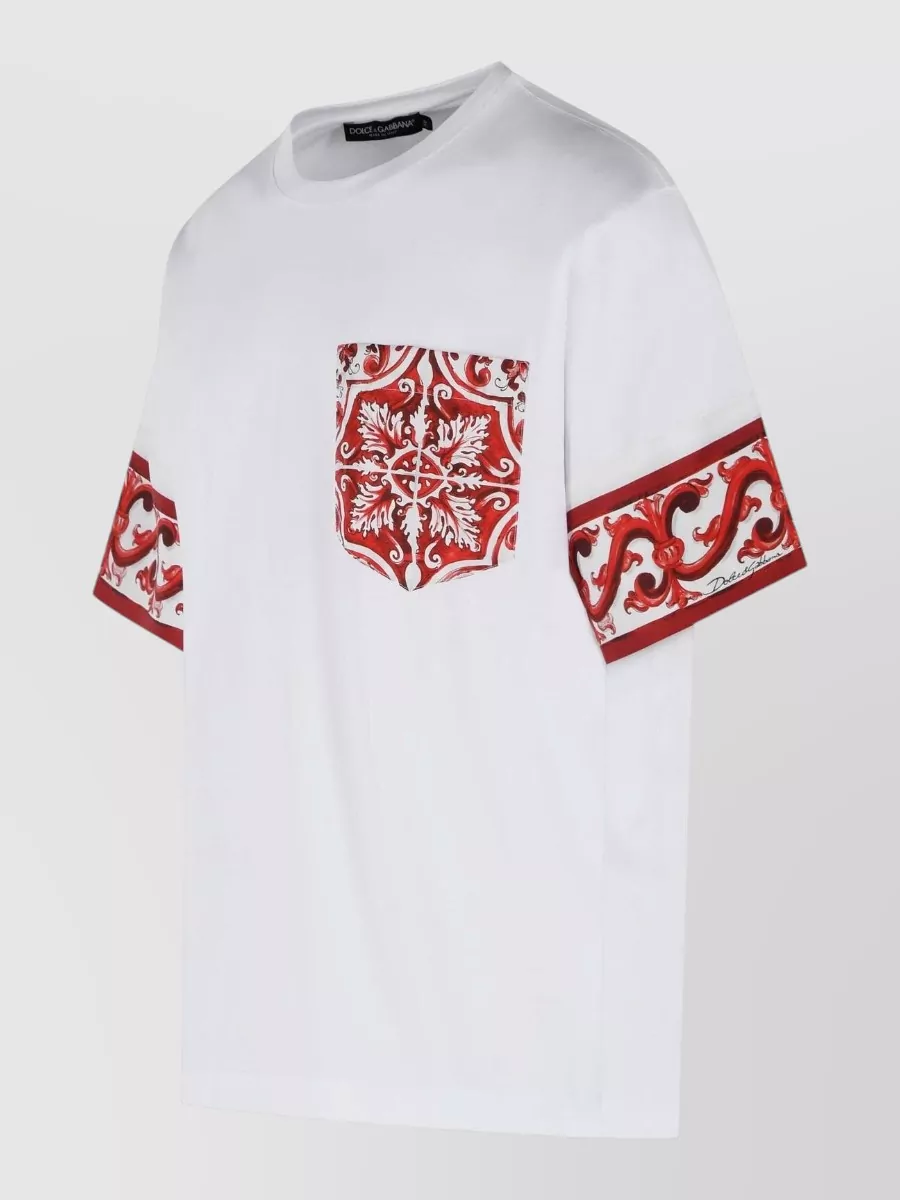 Dolce&Gabbana Silk Cotton Maiolica Print Short-Sleeve T-Shirt