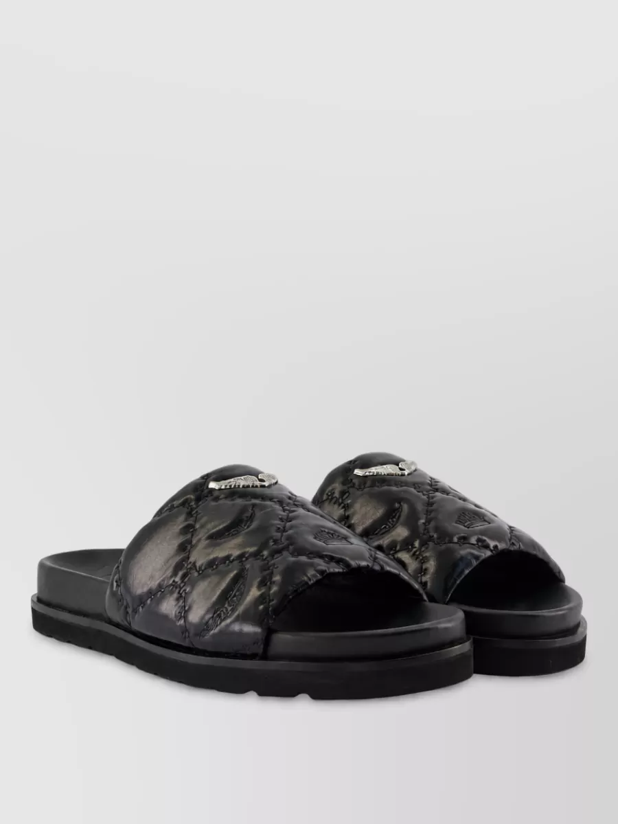 Zadig & Voltaire teddy bare vintage leather slides flat sole