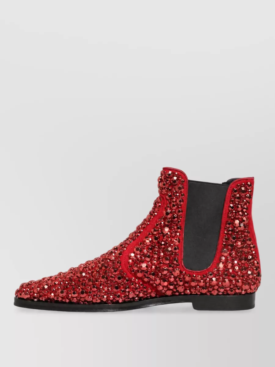Dolce&Gabbana Leather Embellished Chelsea Boots