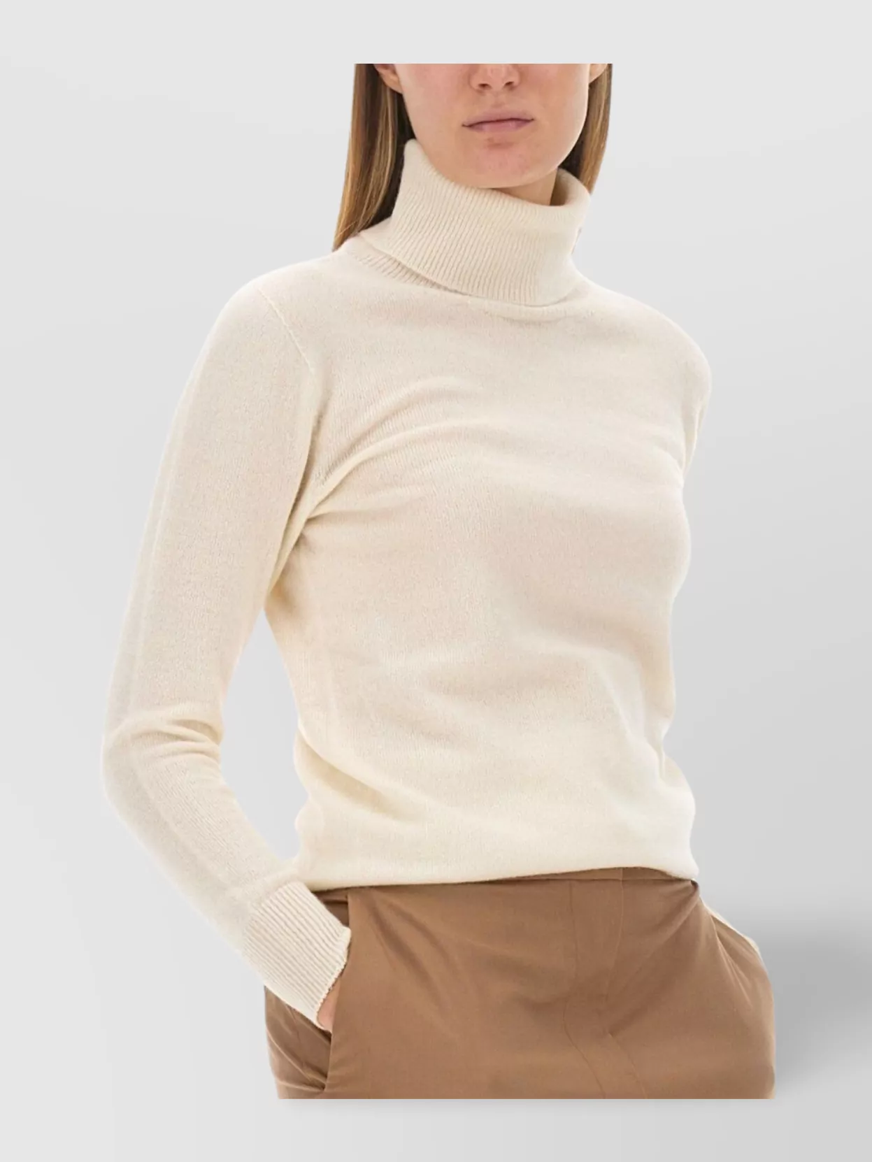 FABIANA FILIPPI SLIM FIT CASHMERE TURTLENECK SWEATER WITH RIBBED ACCENTS