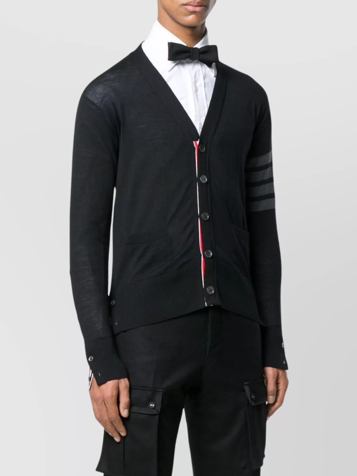 Shop Thom Browne V-neck Cardigan In Fine Merino Wool