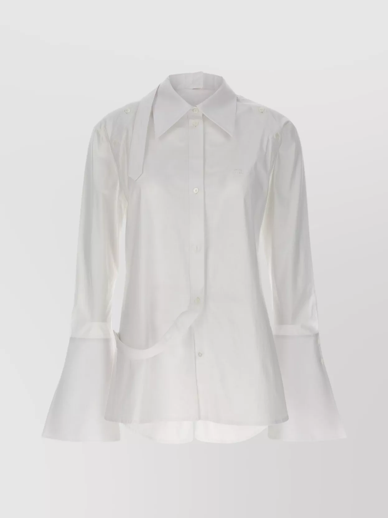 Courrèges Shirt With Adjustable Straps And Tie In White