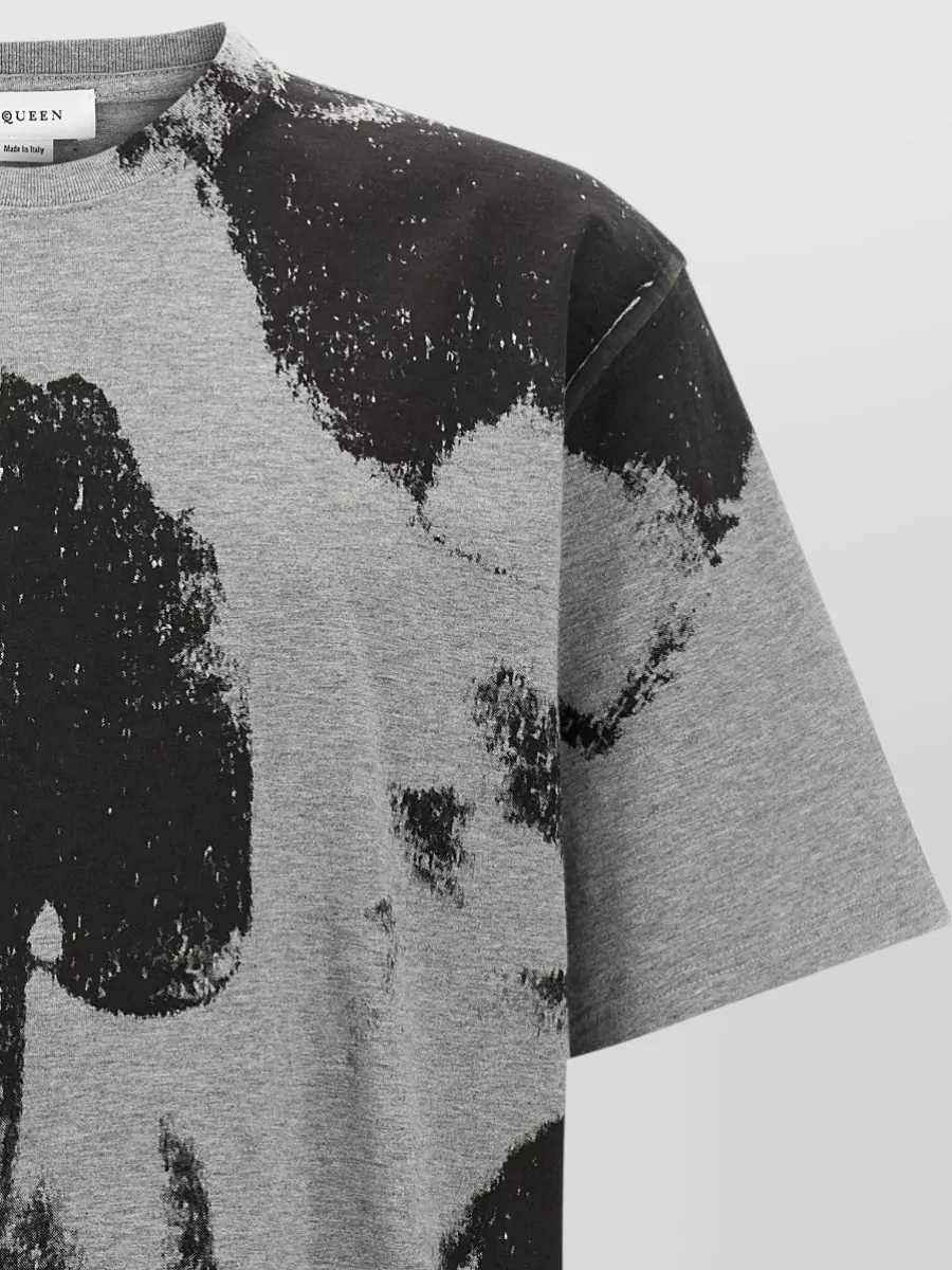Mc Queen Cotton Skull Print Crew Neck Short Sleeve T-Shirt