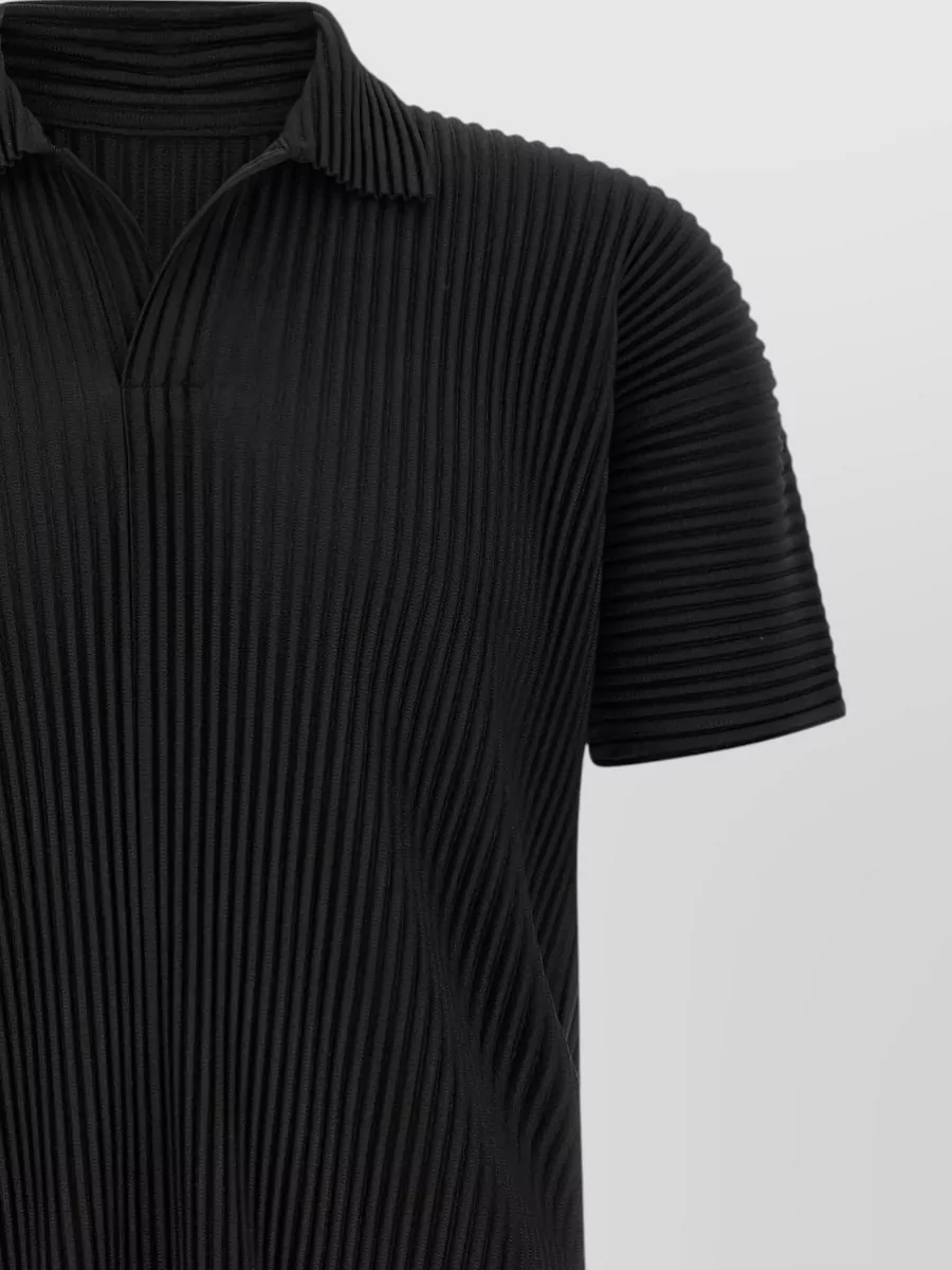 Homme Plisse Issey Miyake Ribbed Texture Polo Shirt Short Sleeves